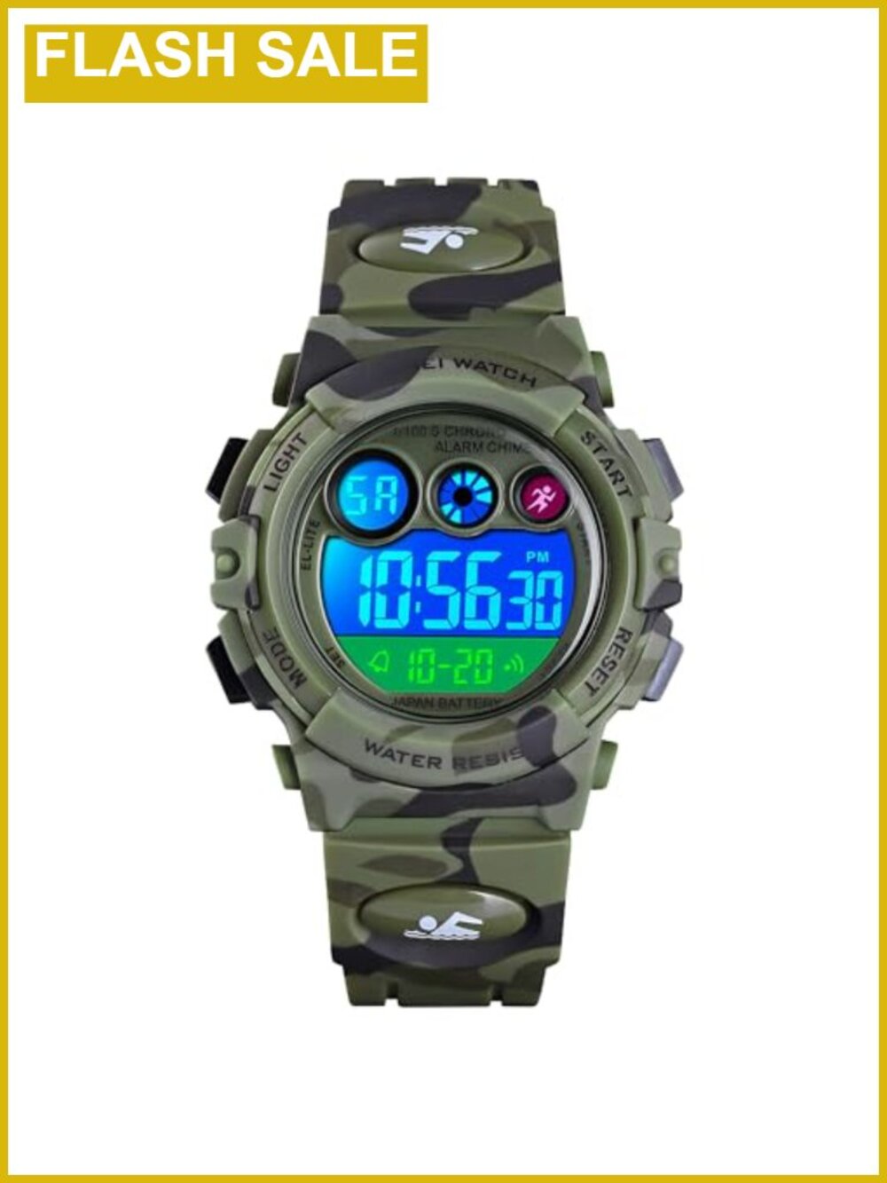 Kids Digital Sport Watch Outdoor Waterproof Wrist Watch Boys Military Style